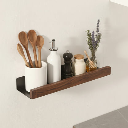 cuisine etagere murale 40cm métal noir bois sans barre