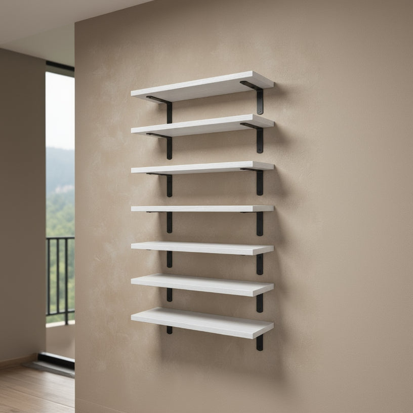 cuisine etagere murale bois massif blanc 6 pieces AtelierRustik