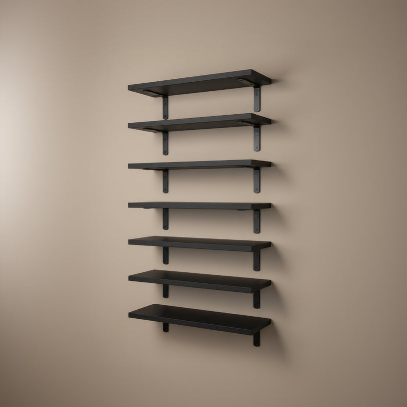 cuisine etagere murale bois massif noir 6 pieces AtelierRustik