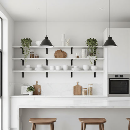 cuisine etagere murale lot 6 etageres flottantes blanc AtelierRustik