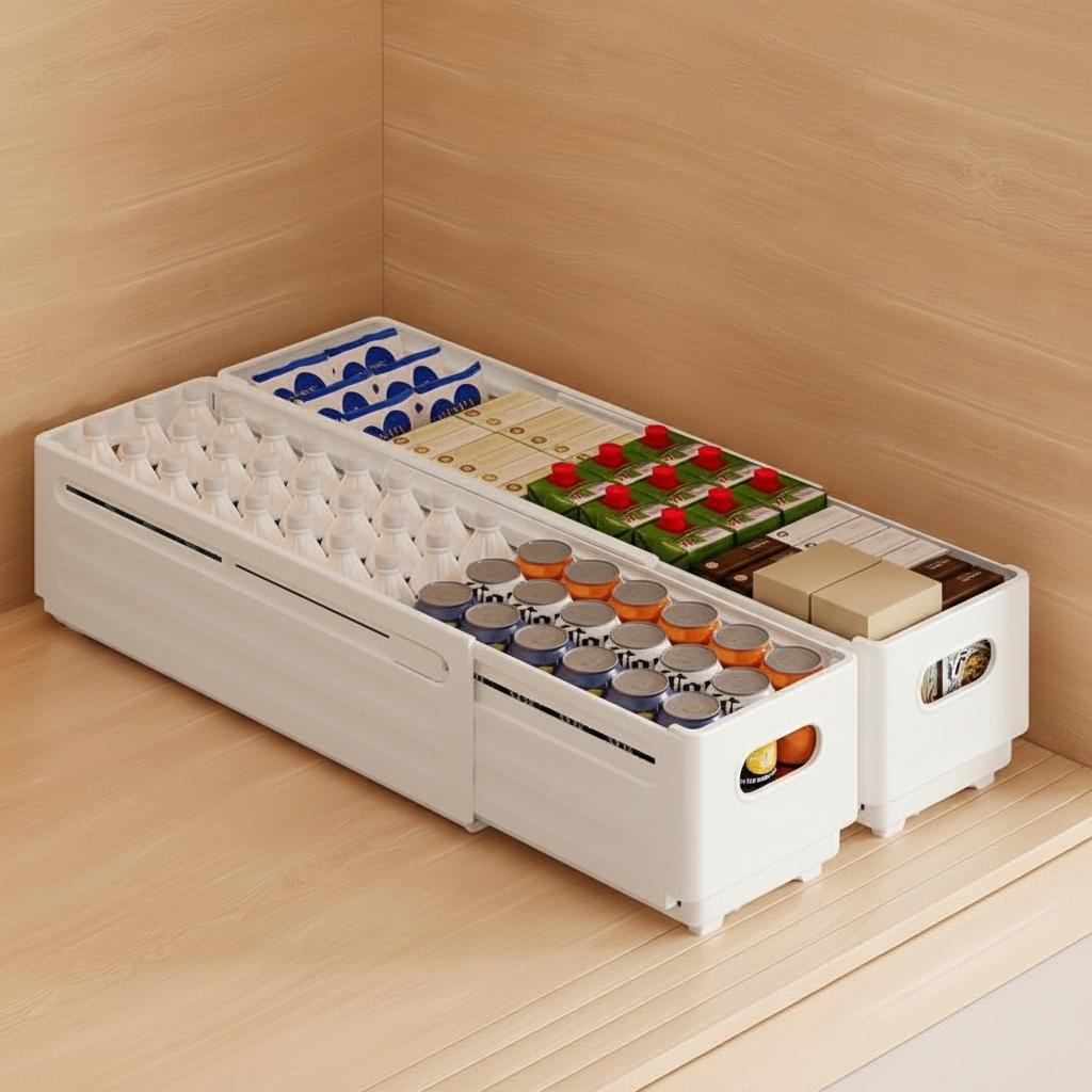 cuisine panier coulissant extensible petit blanc placard organisé Extensiblo