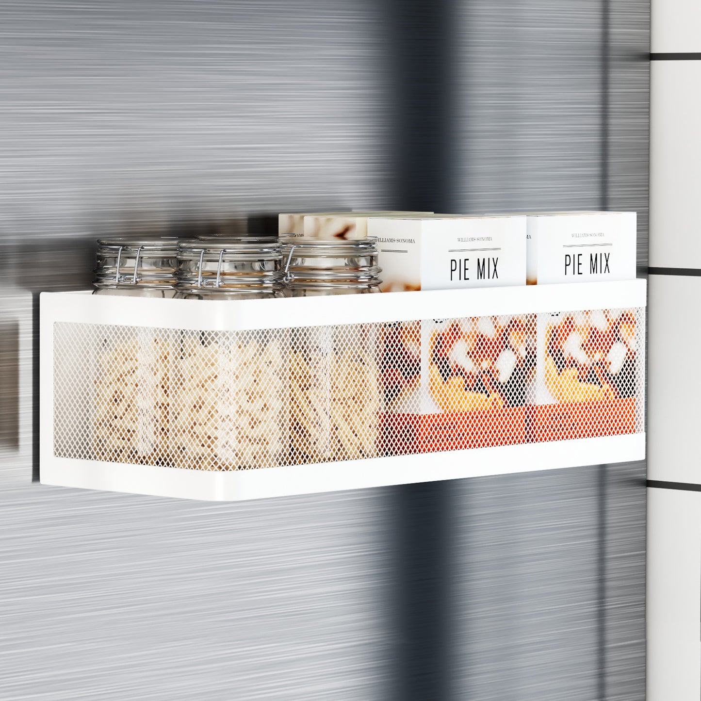 cuisine rangement mural rebords 10cm protection bocaux MagRack Blanc