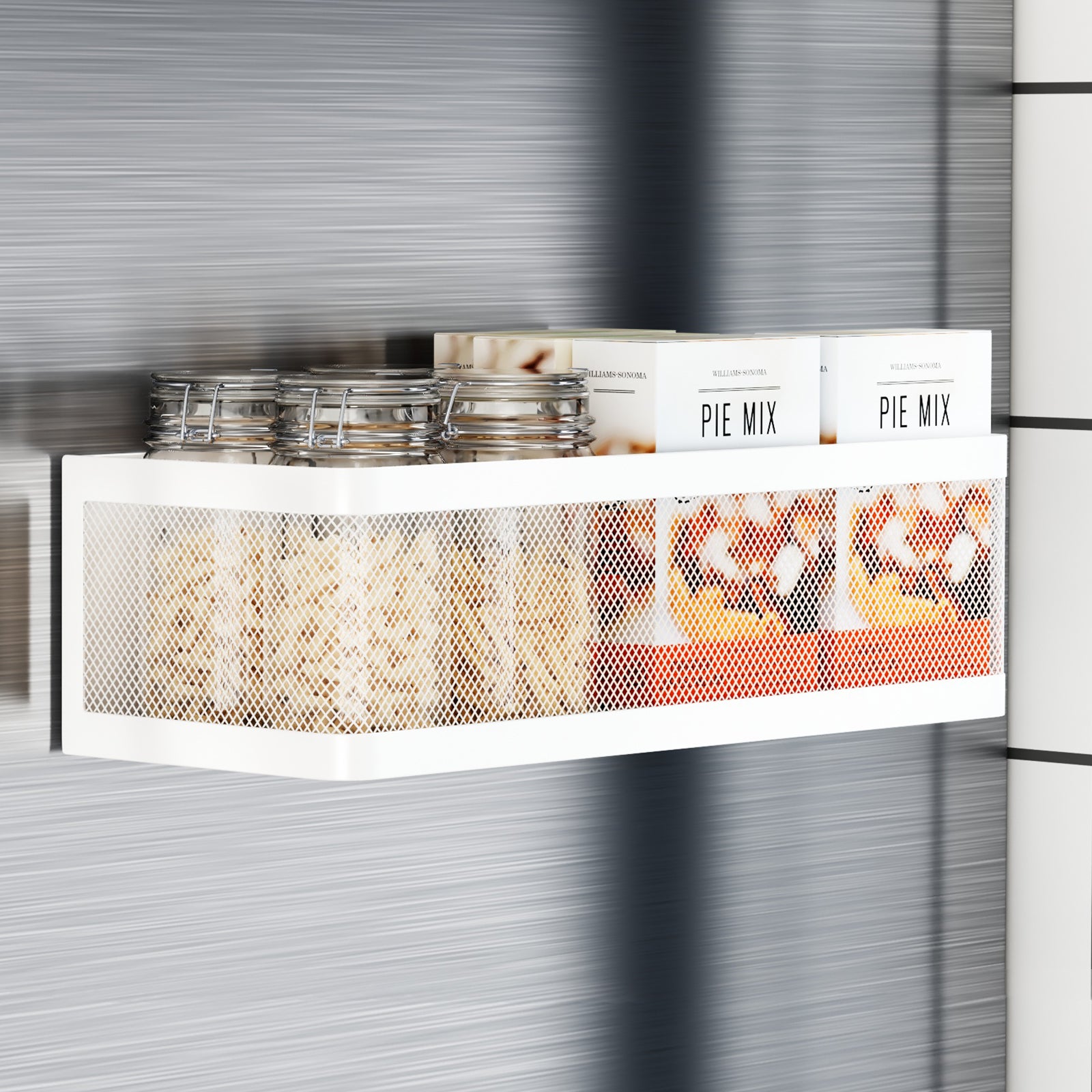cuisine rangement mural rebords 10cm protection bocaux MagRack Blanc