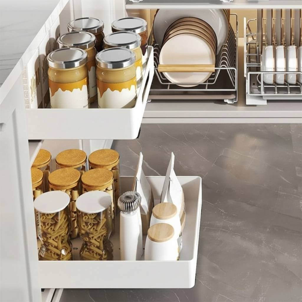 cuisine tiroirs coulissants charge lourde structure fer solide FlexiTiro