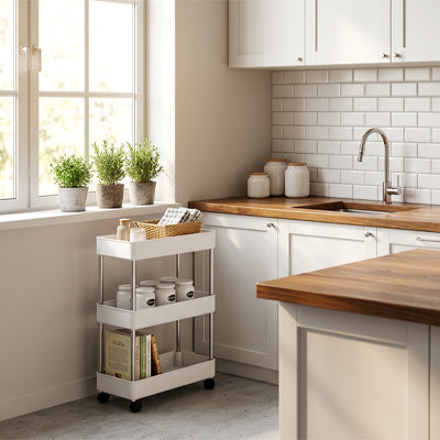 desserte a roulette blanche 3 etages cuisine Slimova Compact