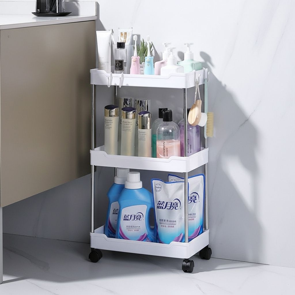 desserte a roulette pour cuisine 3 niveaux blanche MultiRack