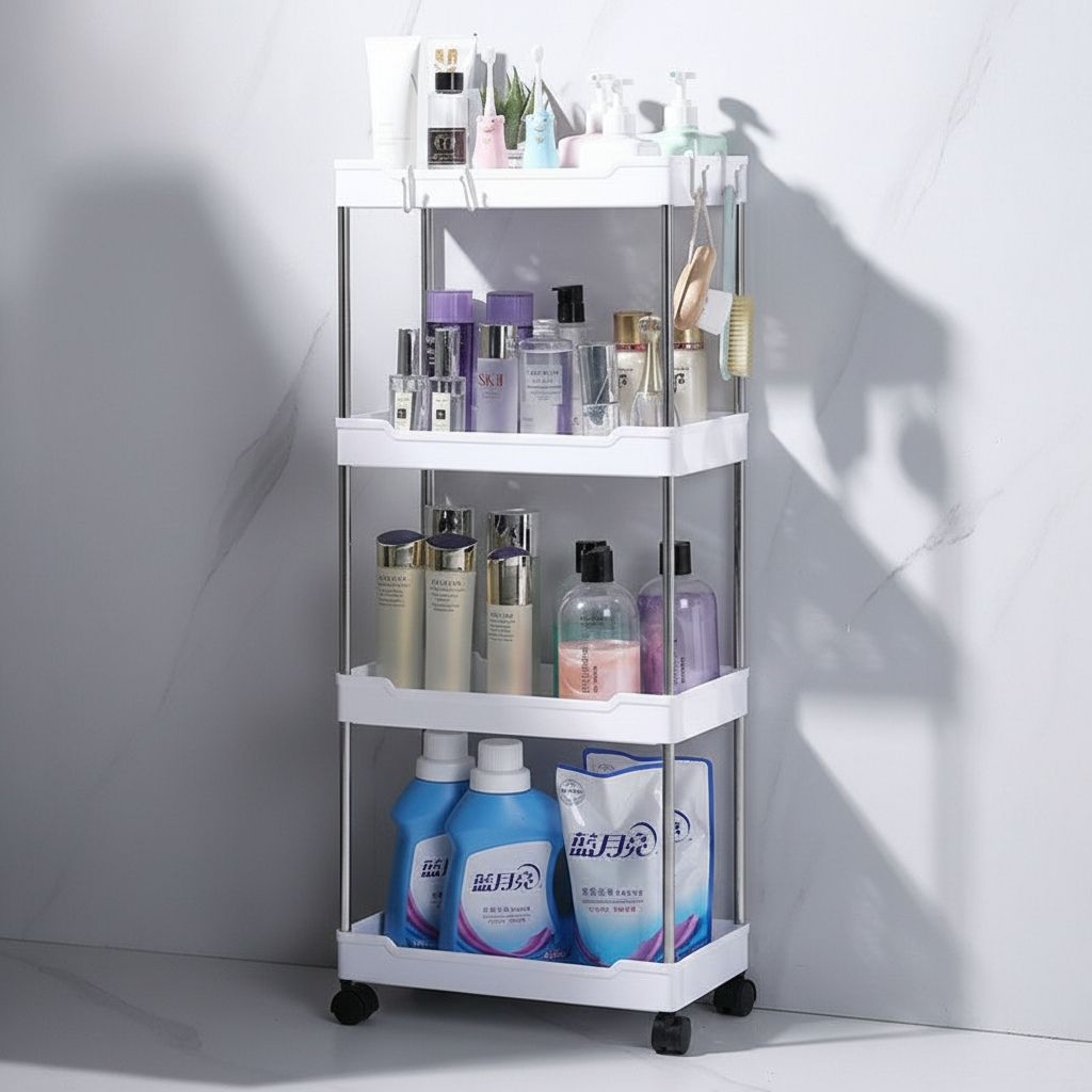 desserte a roulette pour cuisine 4 niveaux blanche MultiRack