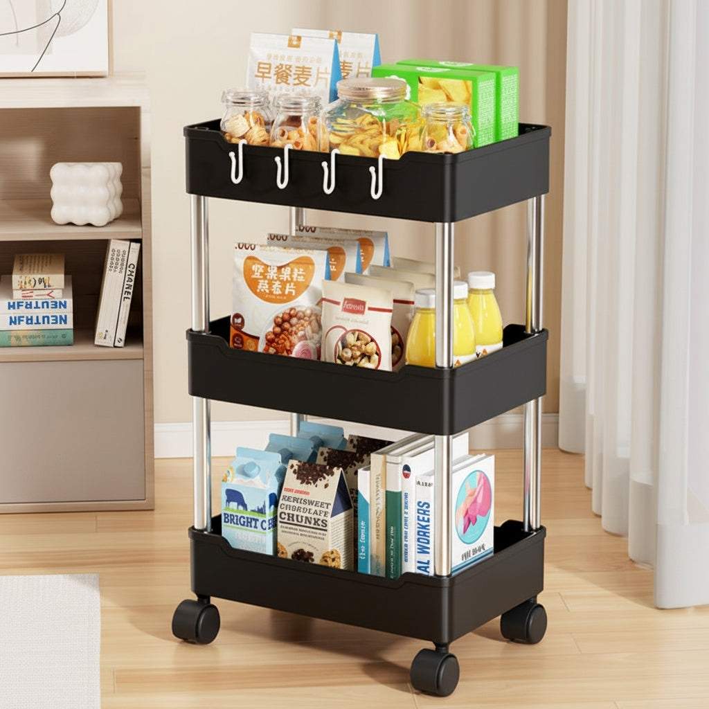desserte a roulette pour cuisine noire 3 niveaux MultiRack