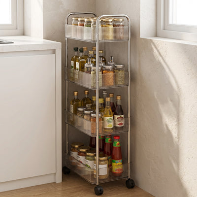 desserte à roulettes 4 étages grande capacité rangement Lustra