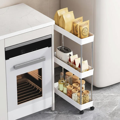 desserte à roulettes petite largeur blanc 3 étages rangement SlimovaEtroit