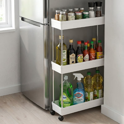 desserte à roulettes petite largeur condiments bouteilles produits nettoyage SlimovaEtroit