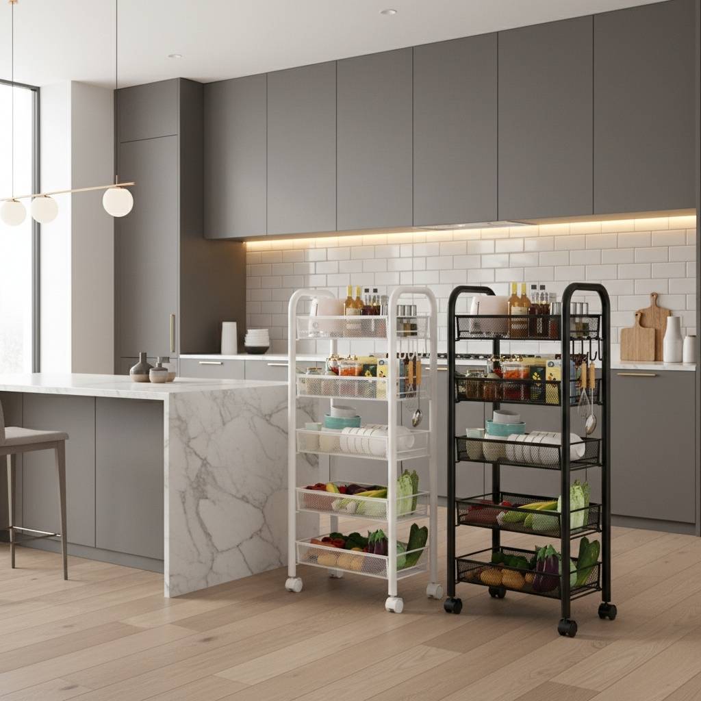 etagere sur roulette 5 niveaux acier cuisine dimensions Orgenza 5 niveaux