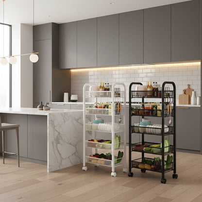 etagere sur roulette 5 niveaux acier cuisine dimensions Orgenza 5 niveaux