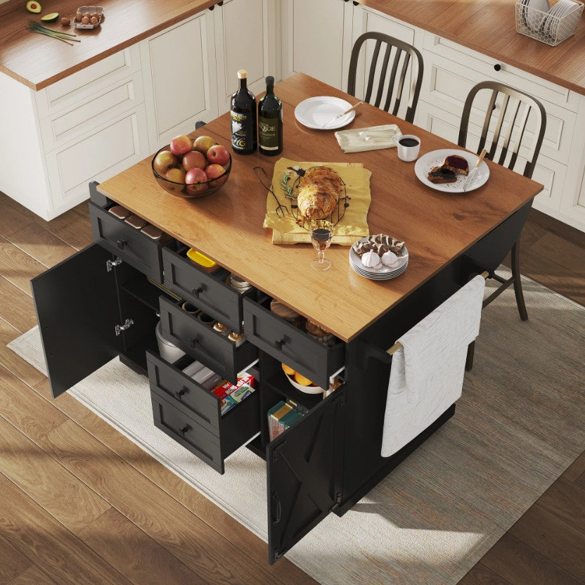 desserte cuisine bois porte-serviettes porte-bouteilles latéraux Pliable Noir