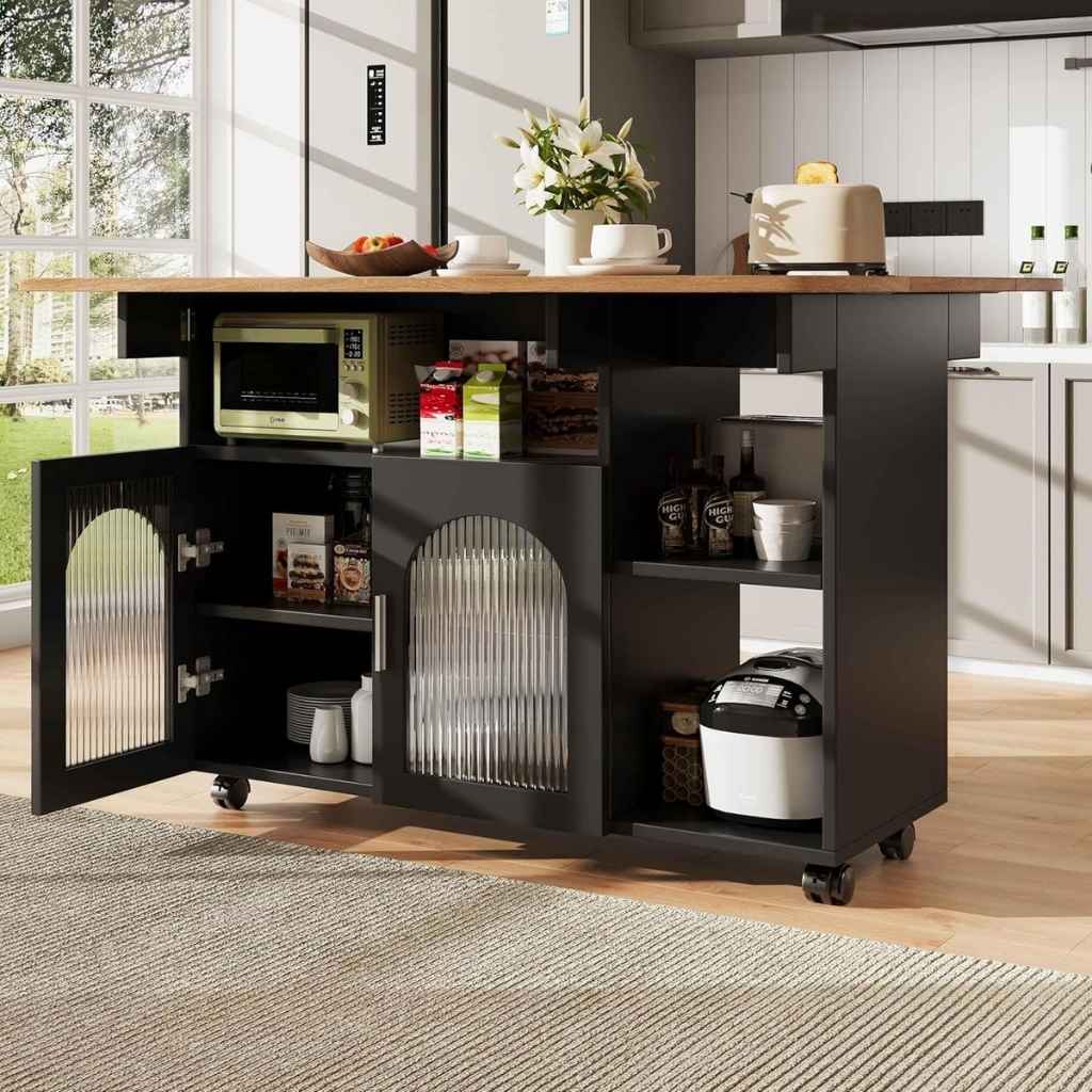 Desserte cuisine en bois structure robuste usage quotidien Mobile Extensible