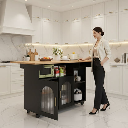 Desserte cuisine noire femme cuisinant plaisir retrouve quotidien MobileExtensible