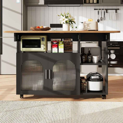 Desserte cuisine noire rangement supplémentaire sans travaux Mobile Extensible