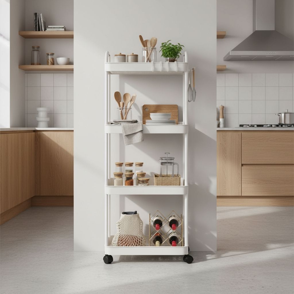 desserte sur roulettes blanche 4 etages grande capacite Rollix