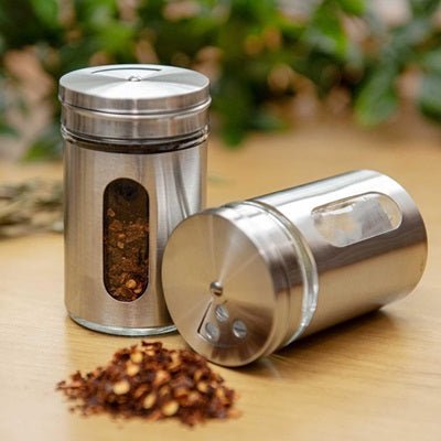 deux pot a epice verre acier inoxydable resistant Epicinox