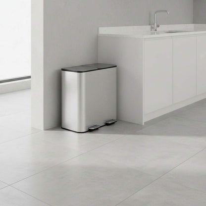 double poubelles durable qualite acier 410 argentees robustes Binova