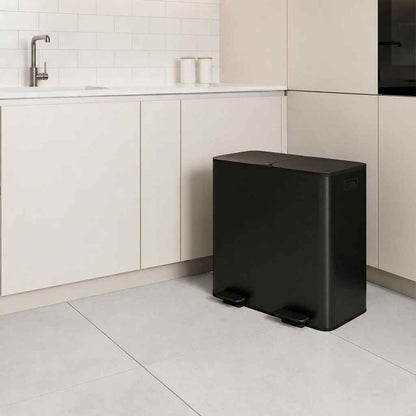 double poubelles familiale pieds antiderapants poignees laterales Binova