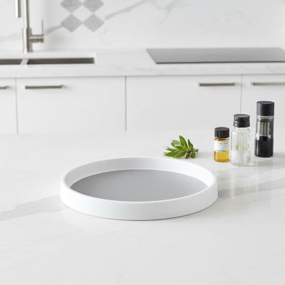 etagere a epice ronde blanc gris rotation 360 25.5cm OrbitR