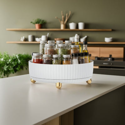 etagere a epice rotative pour condiments blanc petit format Elixa