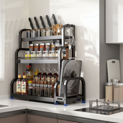 étagère à épices à poser robuste antiderapante metal SpiceTower 3niveaux