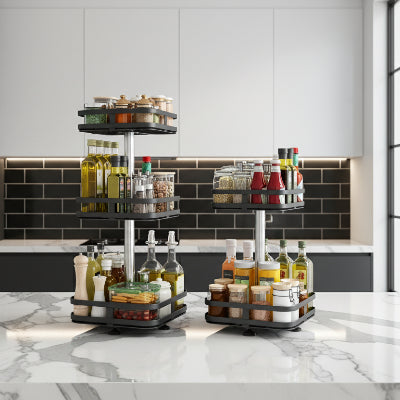 Étagère à épices acier résistant noirs 2 3 niveaux Cubik