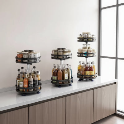 Étagère à épices acier resistant noirs 2 3 niveaux TourSaveurOrbita