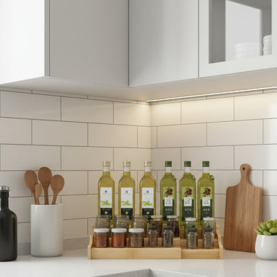 Étagère à épices bambou élégante extensible 3 niveaux SpiceFlex