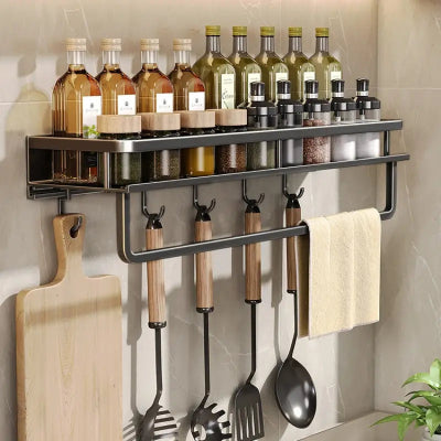etagere a epice murale cuisine grise avec crochets pratiques SpiceRackGris