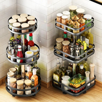 Étagère à épices 3 niveaux modulable pivotante carrée ou ronde