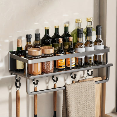 étagère à épices murale grise avec serviette 40cm Spicerack gris