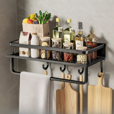 étagère à épices murale grise avec serviette 30cm Spicerack gris