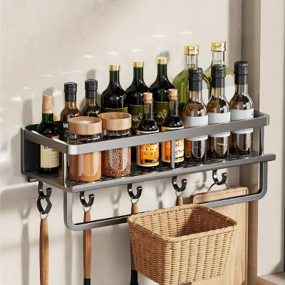 étagère à épices murale noire avec crochets 40 cm SpiceRack