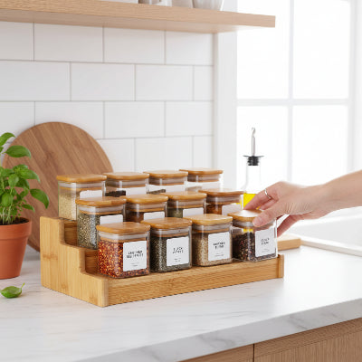 Étagère à épices pratique et fonctionnelle SpiceFlex 3 niveaux