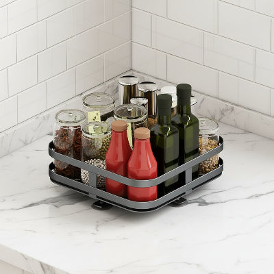 étagère à épices rotative 1 niveau acier noir carré toursaveurcubik