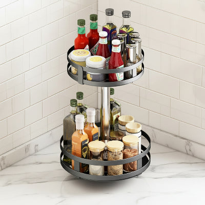 étagère à épices rotative 2 niveaux acier carbone noir TourSaveurOrbita