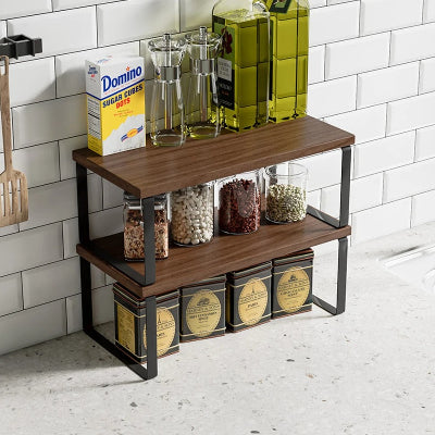 etagere bois pour cuisine brun metal blanc superposable fonctionnelle