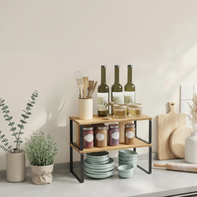 etagere bois pour cuisine metal noir compacte bonne capacite