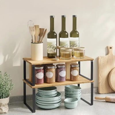etagere bois pour cuisine metal noir compacte haute capacite