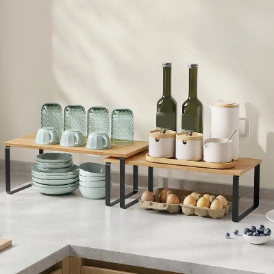 etagere bois pour cuisine metal noir plan de travail net