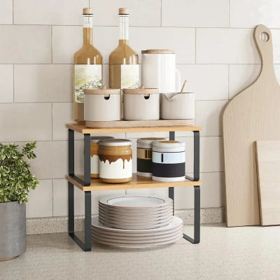 etagere bois pour cuisine metal noir superposable fonctionnelle
