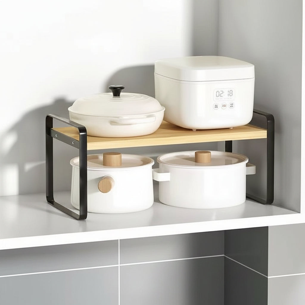 Etagere cuisine a poser noir bois 40 cm SpaceStand