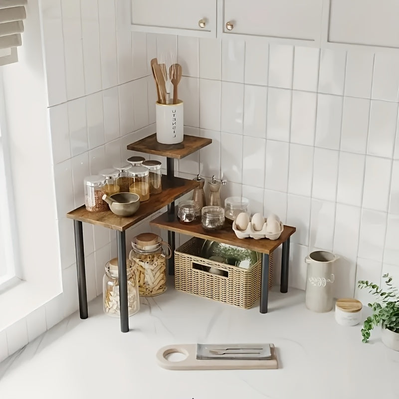 Etagere cuisine bois marron disposition coin plan travail KitchyTier