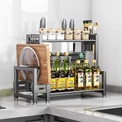 étagère cuisine deux niveaux acier carbone solide 40cm largeur