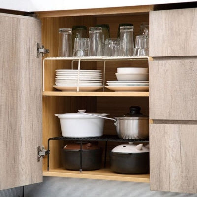 étagère cuisine extensible blanc noir doublez votre espace rangement