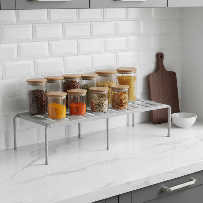 etagere cuisine extensible en gris pour plan de travail