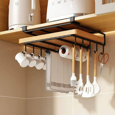 etagere cuisine horizontale sans percage multi usages metal noir